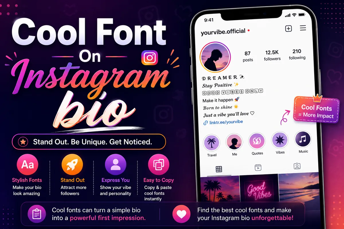 Example of a cool font on an Instagram bio