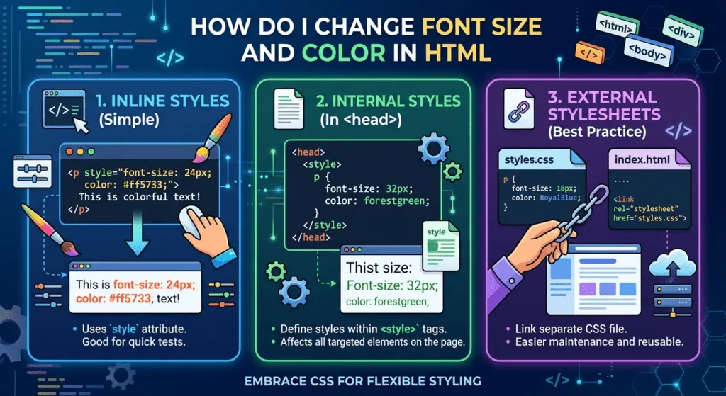 Changing font size and colour in HTML